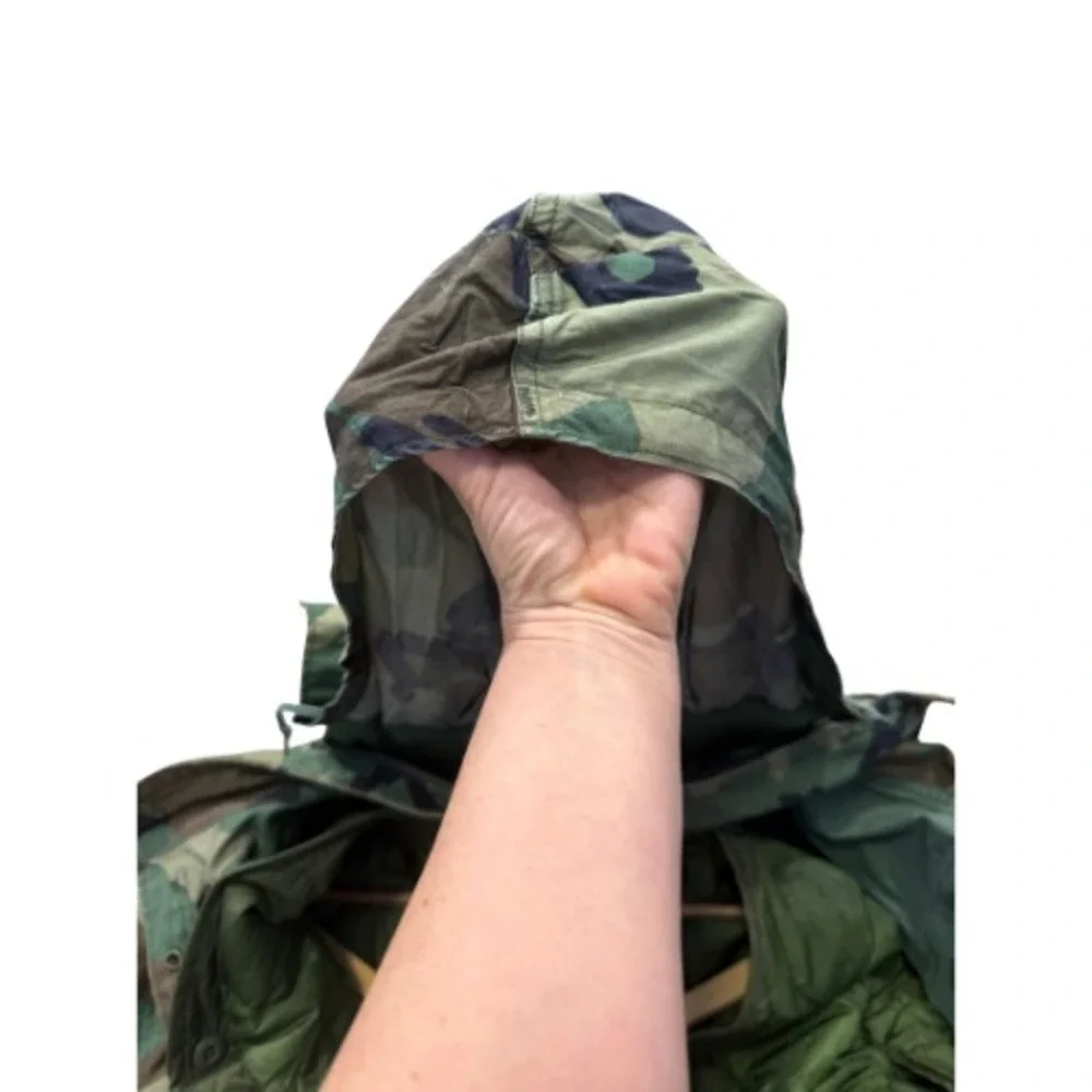 USGI‎ M65 Field Jacket Woodland Camo Prepper Vintage Liner Hood Mens M